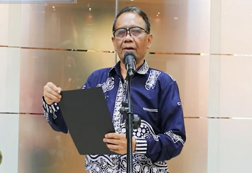 Menko Politik, Hukum, dan Keamanan (Polhukam), Mahfud Md saat memberikan keterangan pers