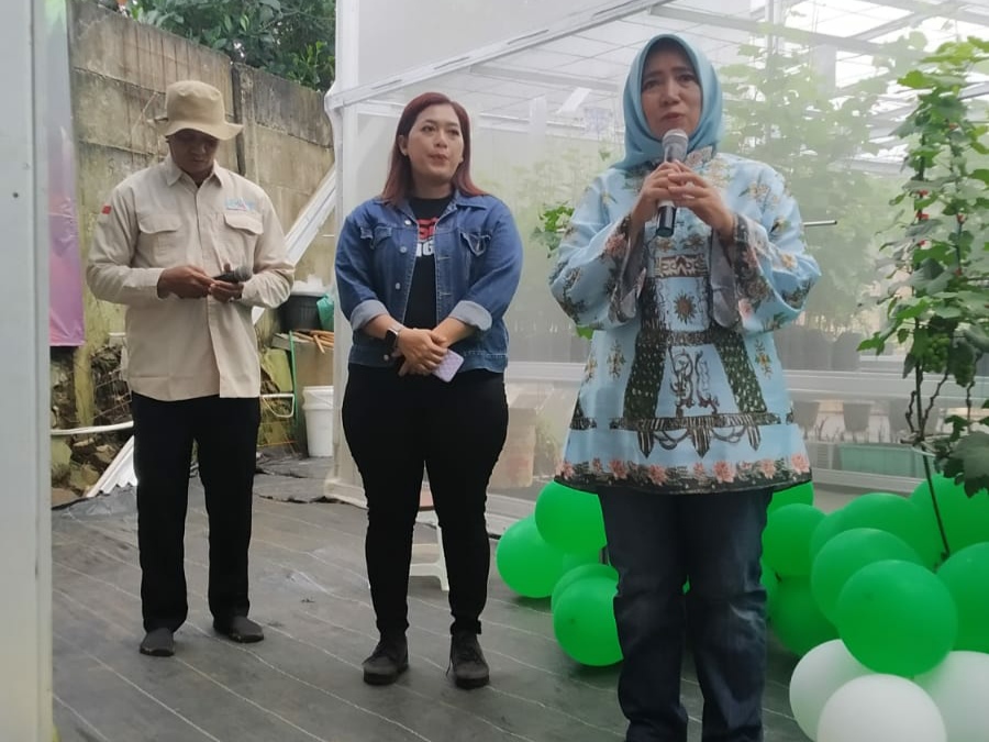 Sambutan Bunda Lista sebagai Ketua Team Fasilitasi CSR Tangsel, saat peresmian Graha Asri Grapes Garden di Graha Raya. 
